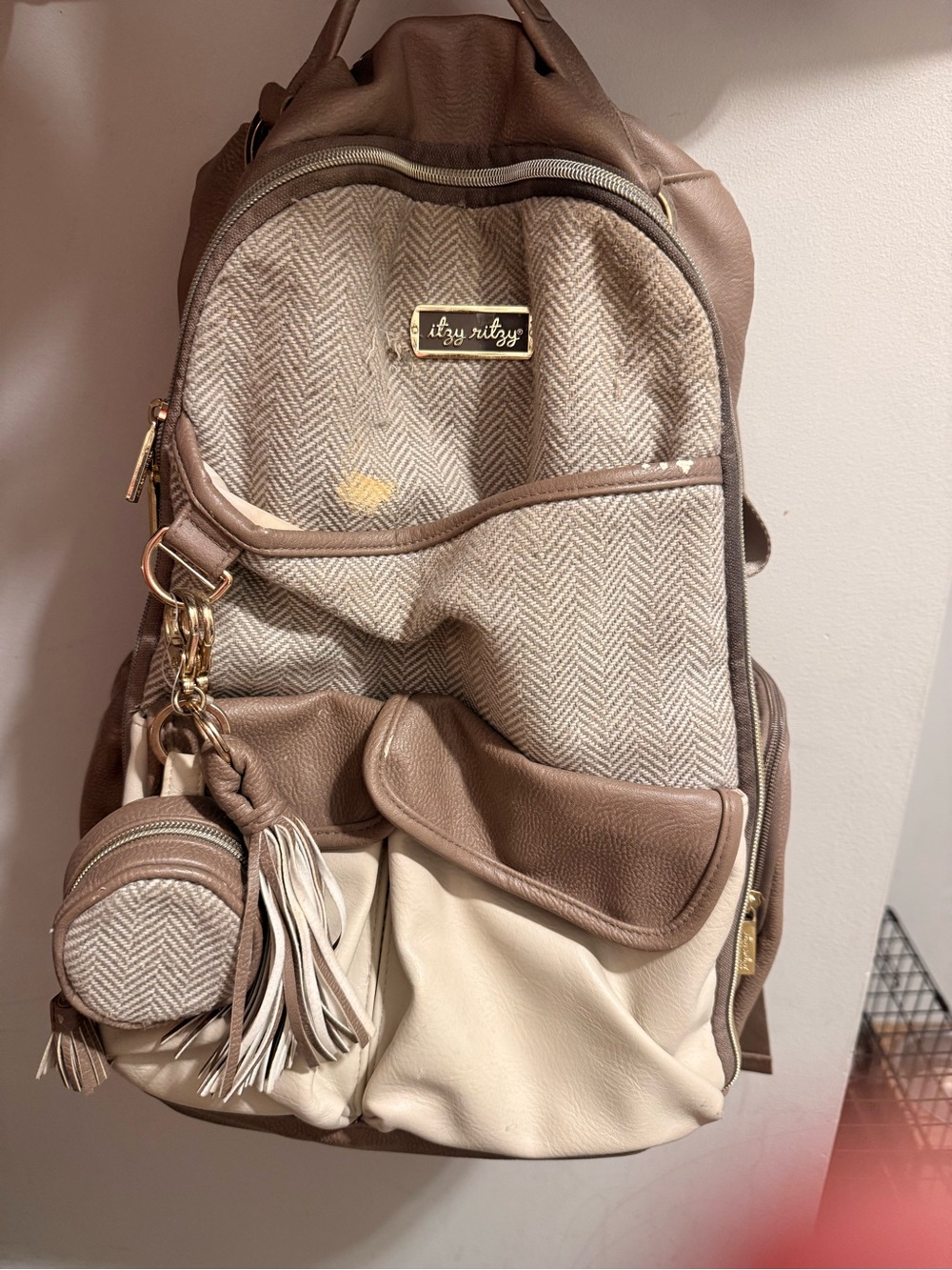 Itzy Ritzy Taupe & Cream Kids' Backpack